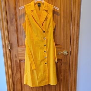 Worthington Yellow Sleeveless Button-Down Dress Medium